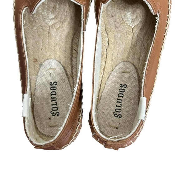 Soludos Espadrille Flats Tan Nude Leather Slip On Size 6 - Picture 5 of 6